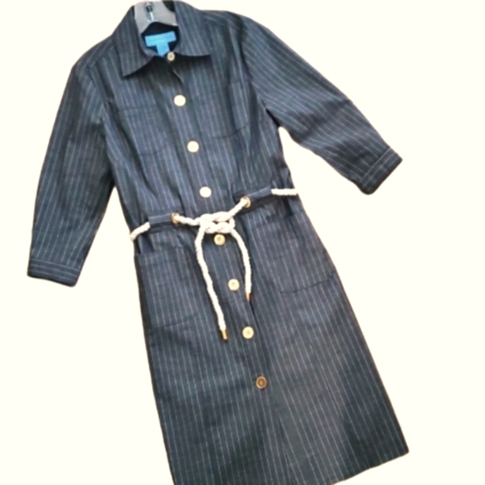Doncaster‎ Sport Womans Chambray Pinstripe Nautical Dress Size 8